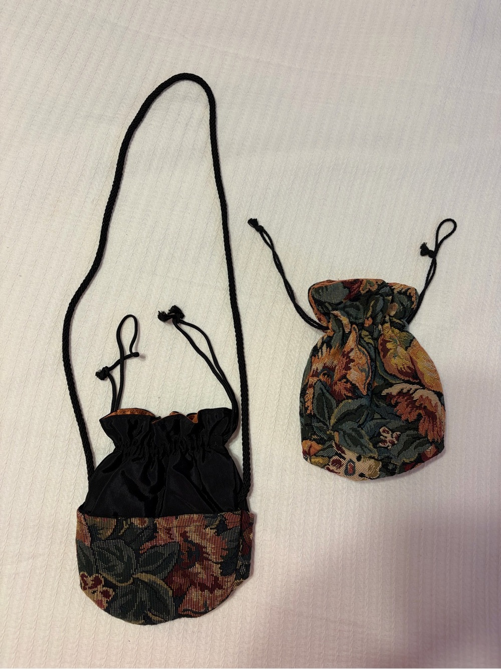 Tapestry Floral Drawstring Pouches - Set of 2
